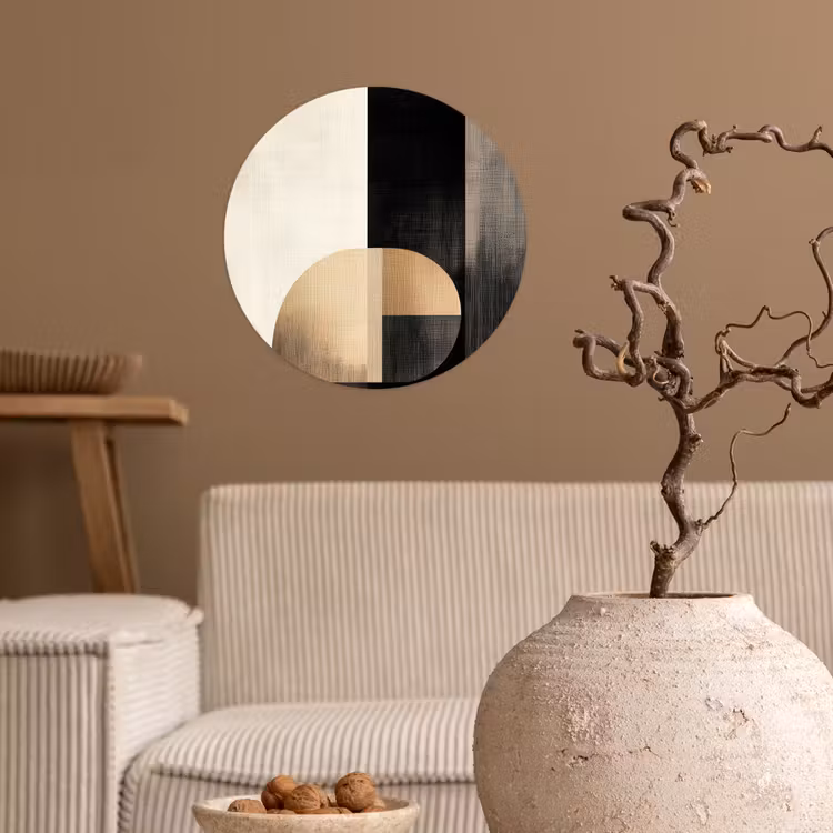Vormen - Modern - Zwart Wandcirkel behangsticker klein -sfeer1
