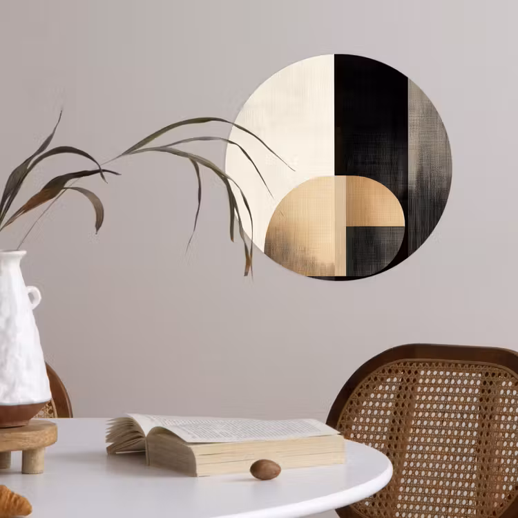Vormen - Modern - Zwart Wandcirkel behangsticker klein -sfeer3