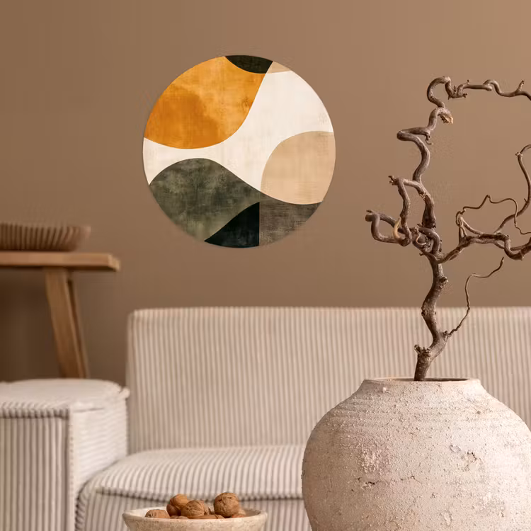 Vormen - Okergeel - Abstract Wandcirkel behangsticker klein -sfeer1