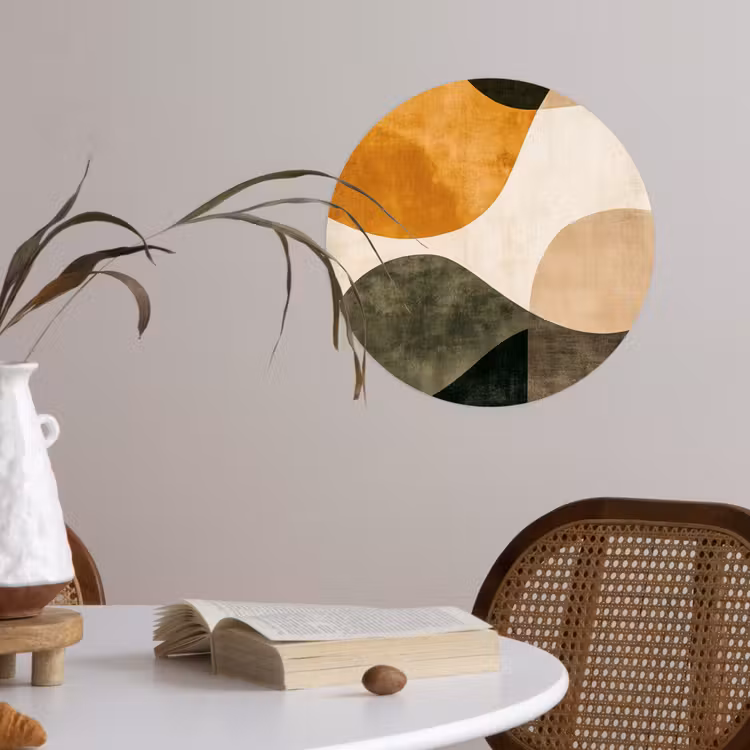 Vormen - Okergeel - Abstract Wandcirkel behangsticker klein -sfeer3