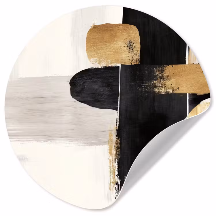 Vormen - Penseelstreken - Abstract - Goud Wandcirkel behangsticker klein -3d