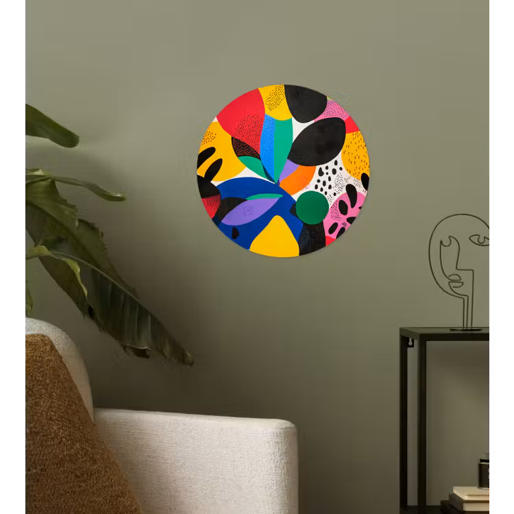 Vormen - Stippen - Kleurrijk Wandcirkel behangsticker klein -sfeer2