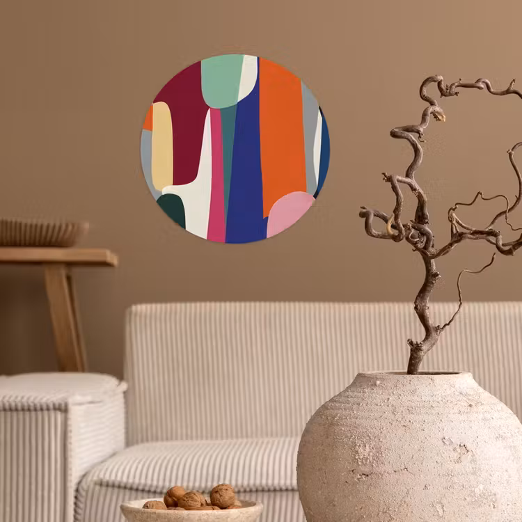 Vormen - Ritmisch - Kleuren - Abstract Wandcirkel behangsticker klein -sfeer1
