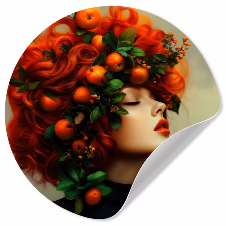 Vrouw - Appels - Rood - Bladeren Wandcirkel behangsticker klein -3d