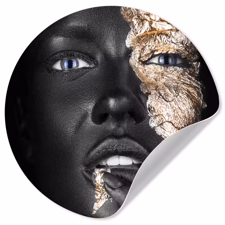 Vrouw - Bladgoud - Zwart - Huid - Luxe Wandcirkel behangsticker klein -3d