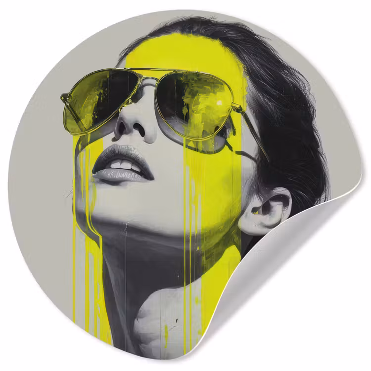 Vrouw - Bril - Verf Wandcirkel behangsticker klein -3d