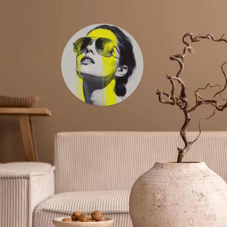 Vrouw - Bril - Verf Wandcirkel behangsticker klein -sfeer1