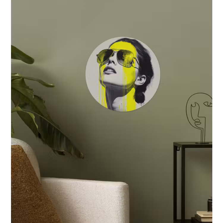 Vrouw - Bril - Verf Wandcirkel behangsticker klein -sfeer2