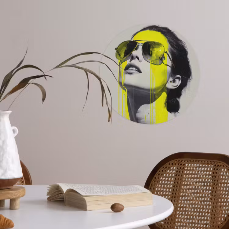 Vrouw - Bril - Verf Wandcirkel behangsticker klein -sfeer3