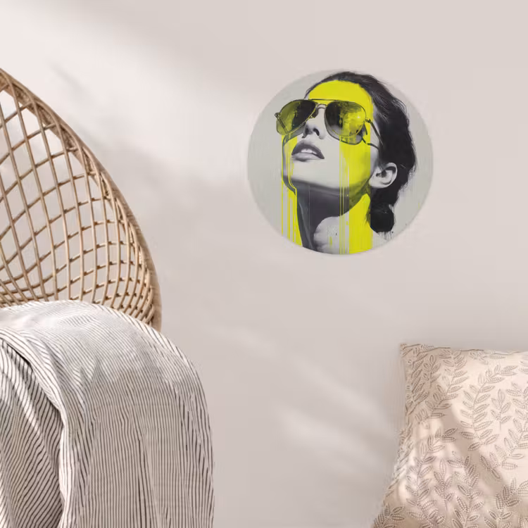 Vrouw - Bril - Verf Wandcirkel behangsticker klein -sfeer4