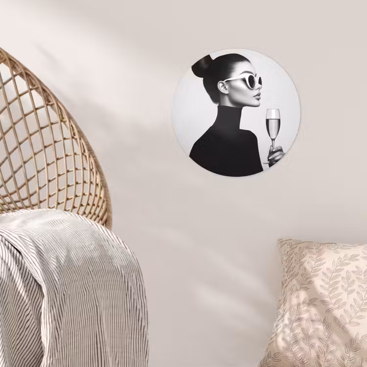 Vrouw - Champagne - Modern Wandcirkel behangsticker klein -sfeer4