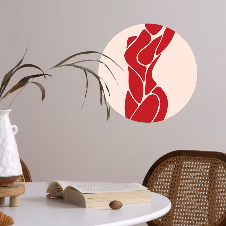Vrouw - Figuur - Abstract - Modern - Rood Wandcirkel behangsticker klein -sfeer3
