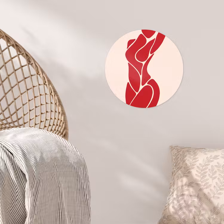 Vrouw - Figuur - Abstract - Modern - Rood Wandcirkel behangsticker klein -sfeer4