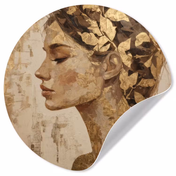 Vrouw - Goud - Abstract - Textuur Wandcirkel behangsticker klein -3d