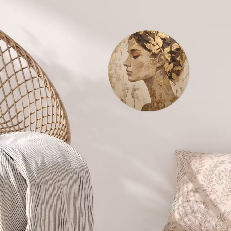Vrouw - Goud - Abstract - Textuur Wandcirkel behangsticker klein -sfeer4