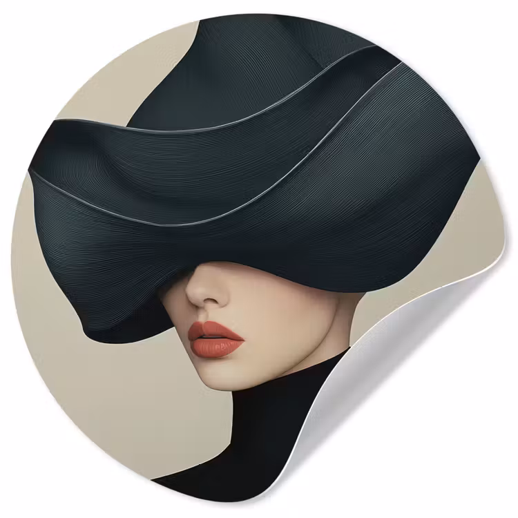 Vrouw - Groen - Hoed Wandcirkel behangsticker klein -3d