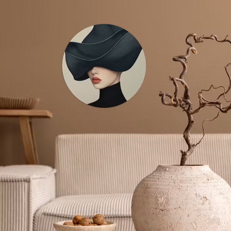 Vrouw - Groen - Hoed Wandcirkel behangsticker klein -sfeer1