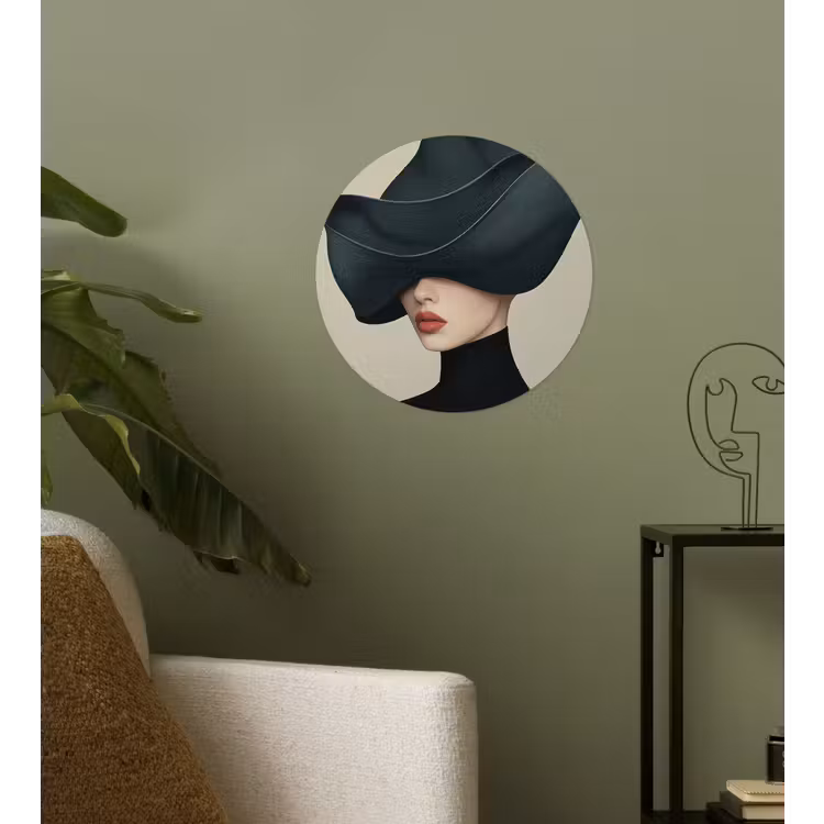 Vrouw - Groen - Hoed Wandcirkel behangsticker klein -sfeer2