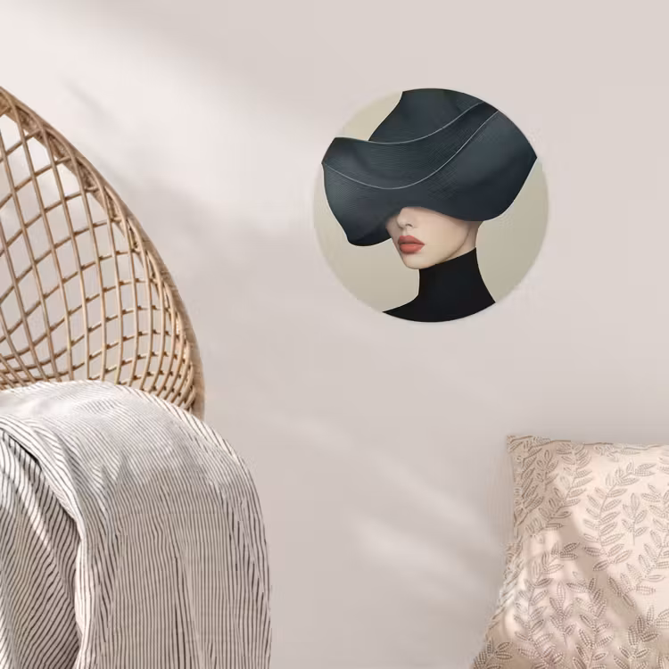 Vrouw - Groen - Hoed Wandcirkel behangsticker klein -sfeer4