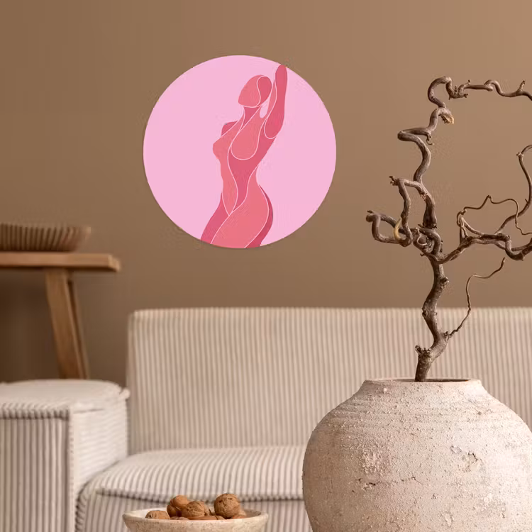 Vrouw - Lichaam - Abstract - Roze Wandcirkel behangsticker klein -sfeer1