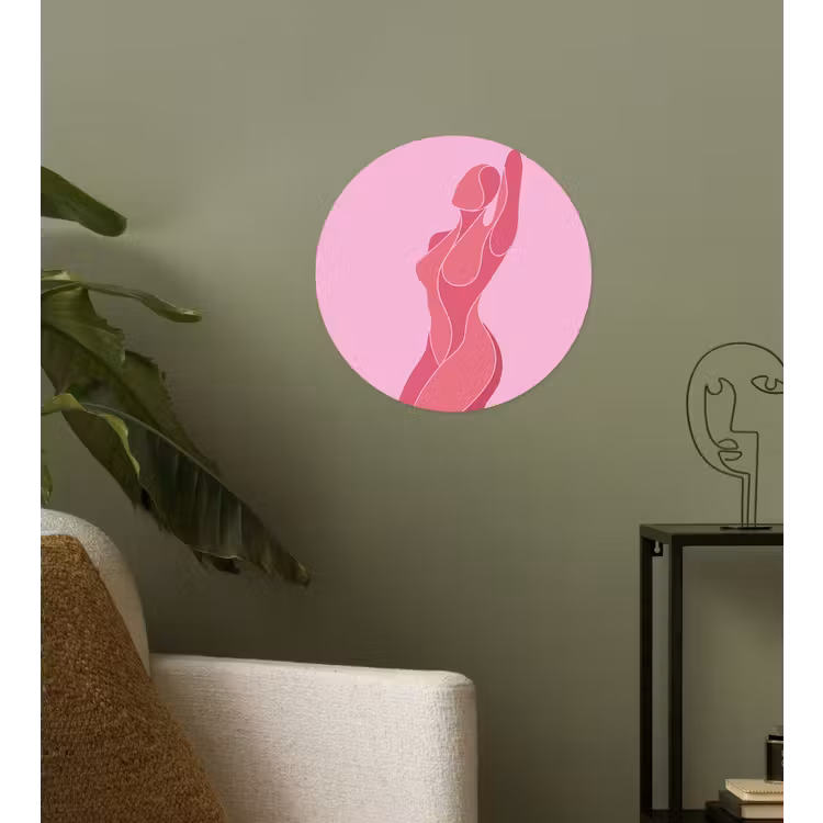 Vrouw - Lichaam - Abstract - Roze Wandcirkel behangsticker klein -sfeer2