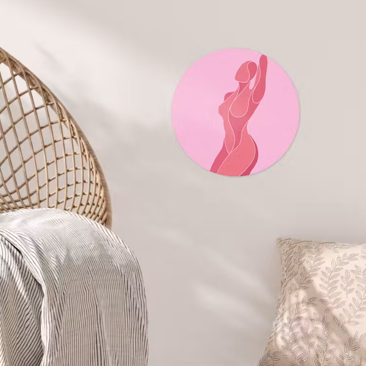 Vrouw - Lichaam - Abstract - Roze Wandcirkel behangsticker klein -sfeer4