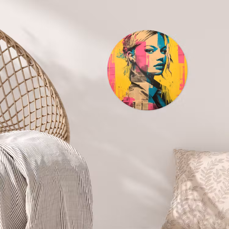 Vrouw - Verfstrepen - Gekleurd Wandcirkel behangsticker klein -sfeer4