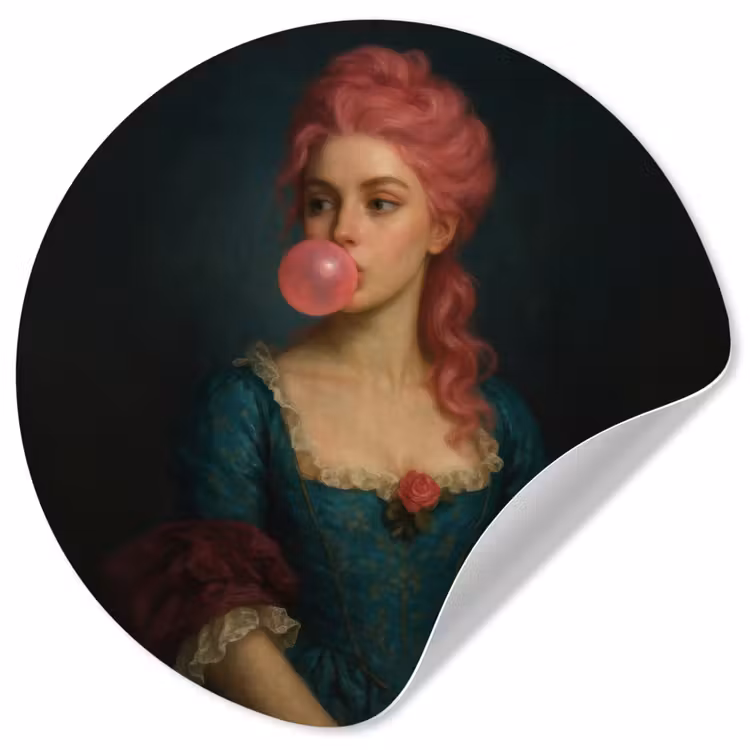 Vrouw - Portret - Kauwgombel Wandcirkel behangsticker klein -3d