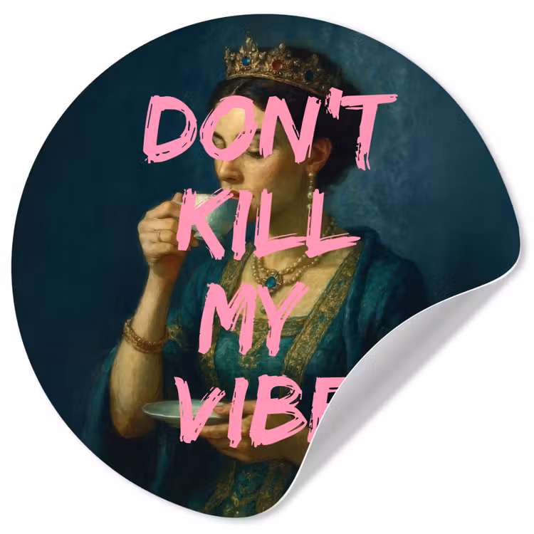 Vrouw - Portret - Kroon Wandcirkel behangsticker klein -3d