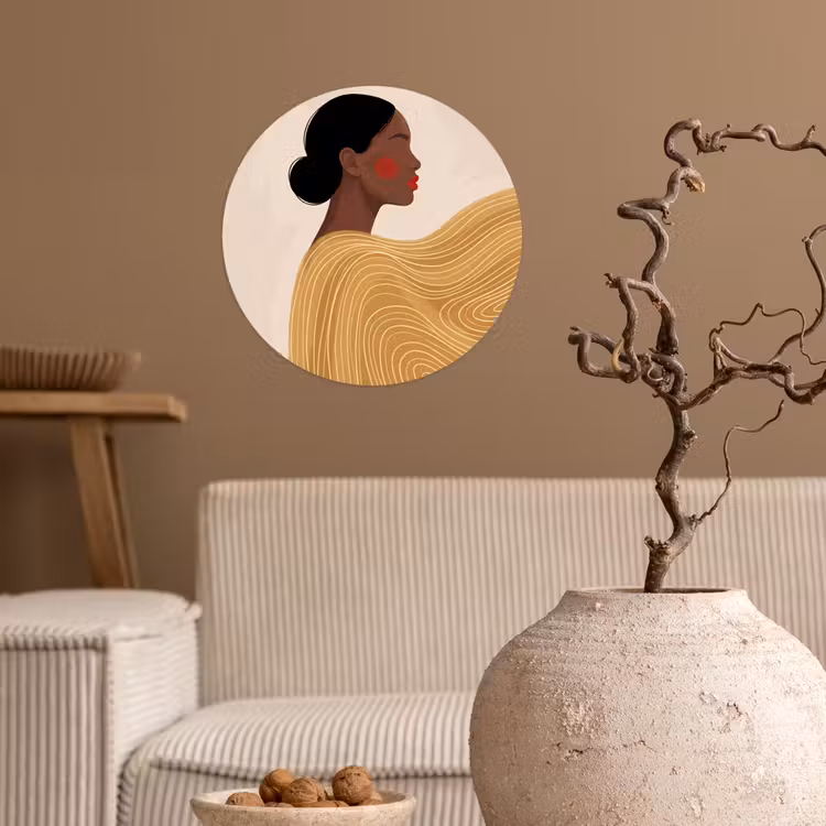 Vrouw - Profiel - Modern - Abstract - Kunst Wandcirkel behangsticker klein -sfeer1