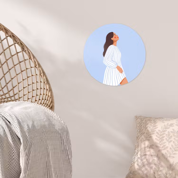 Vrouw - Profiel - Rust - Modern - Illustratie Wandcirkel behangsticker klein -sfeer4