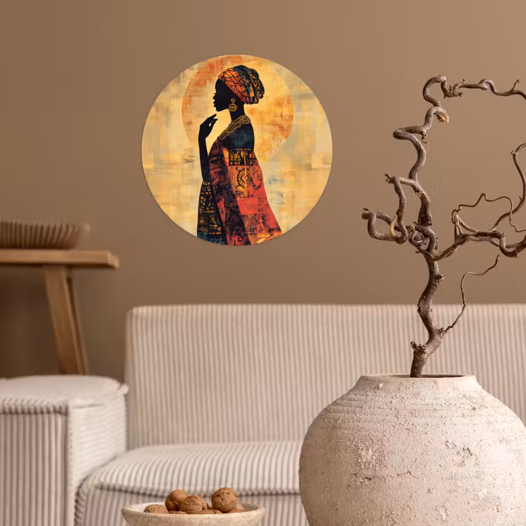 Vrouw - Silhouet - Patronen - Sierlijk Wandcirkel behangsticker klein -sfeer1