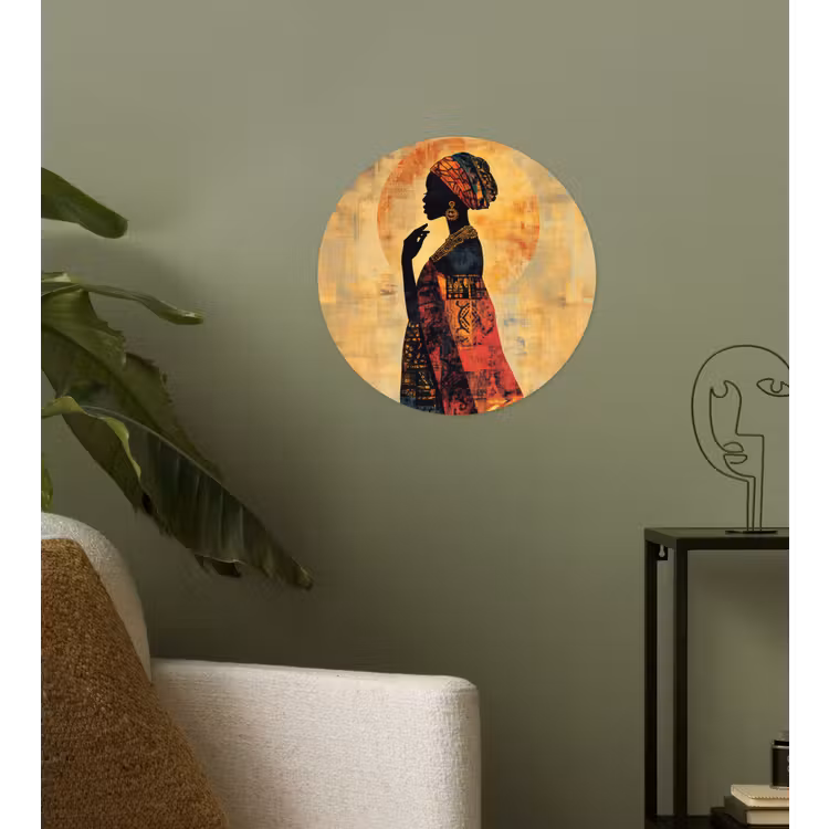 Vrouw - Silhouet - Patronen - Sierlijk Wandcirkel behangsticker klein -sfeer2