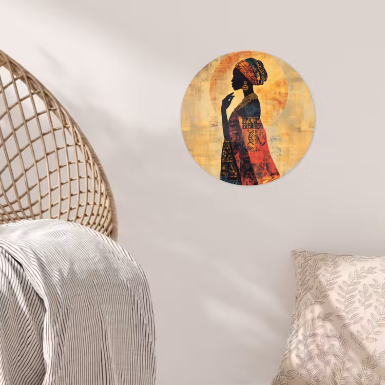 Vrouw - Silhouet - Patronen - Sierlijk Wandcirkel behangsticker klein -sfeer4