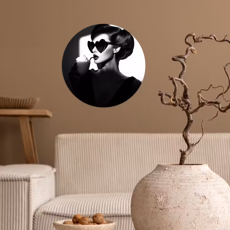 Vrouw - Zwart - Hart Wandcirkel behangsticker klein -sfeer1