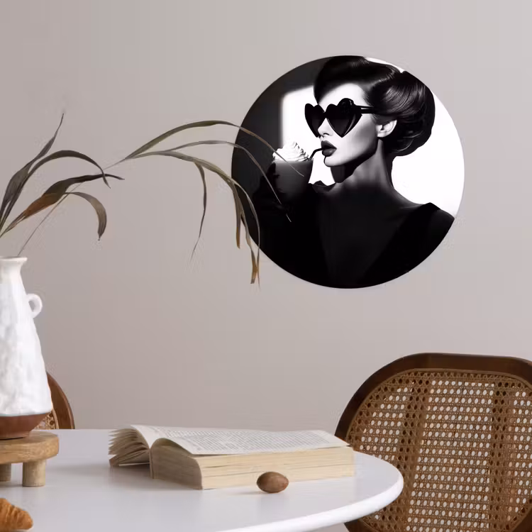 Vrouw - Zwart - Hart Wandcirkel behangsticker klein -sfeer3