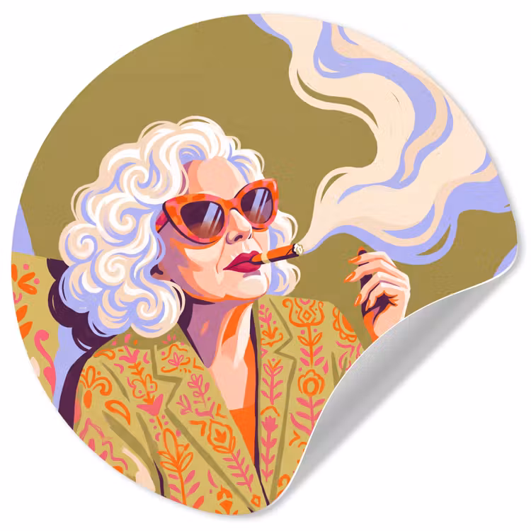 Vrouw - Zonnebril - Portret - Modern - Kleurrijk Wandcirkel behangsticker klein -3d