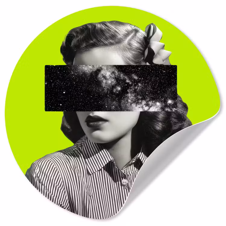 Vrouw - Sterrenhemel - Groen Wandcirkel behangsticker klein -3d