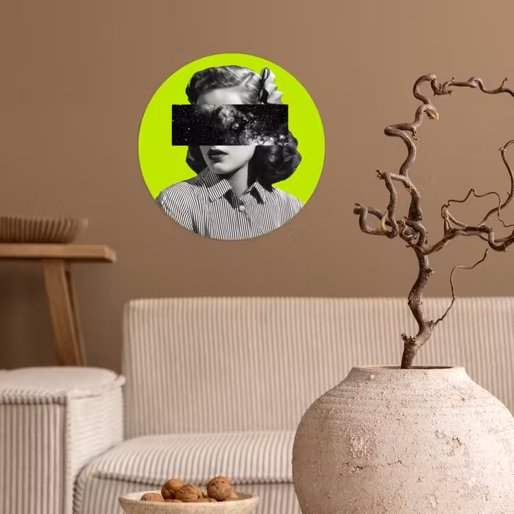 Vrouw - Sterrenhemel - Groen Wandcirkel behangsticker klein -sfeer1