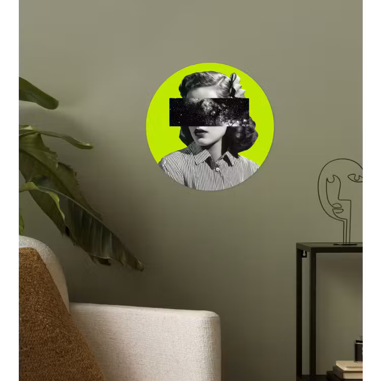 Vrouw - Sterrenhemel - Groen Wandcirkel behangsticker klein -sfeer2