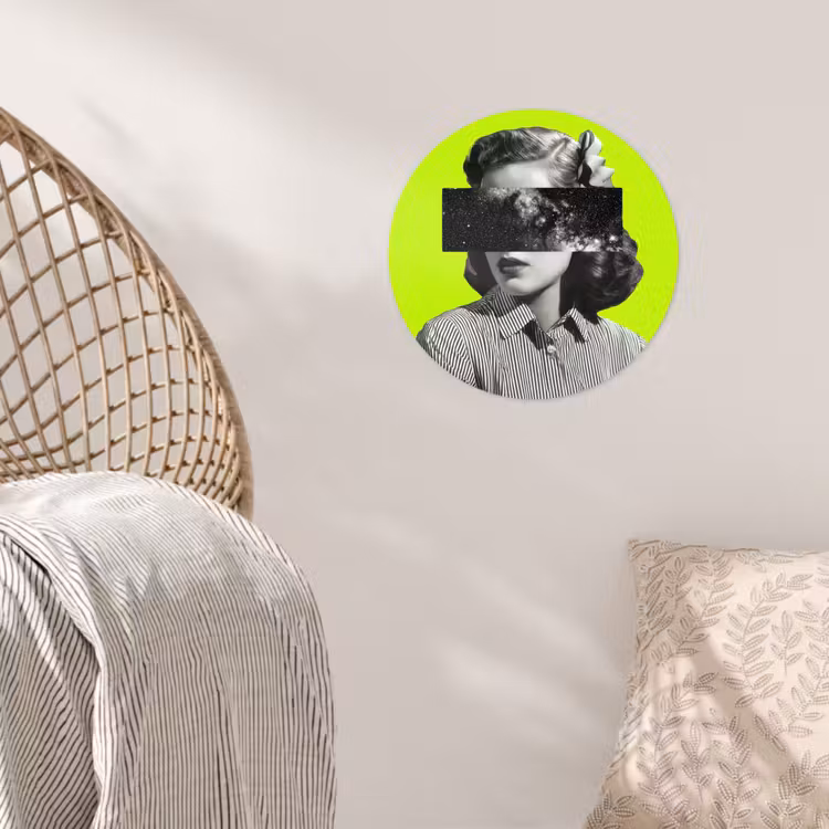 Vrouw - Sterrenhemel - Groen Wandcirkel behangsticker klein -sfeer4