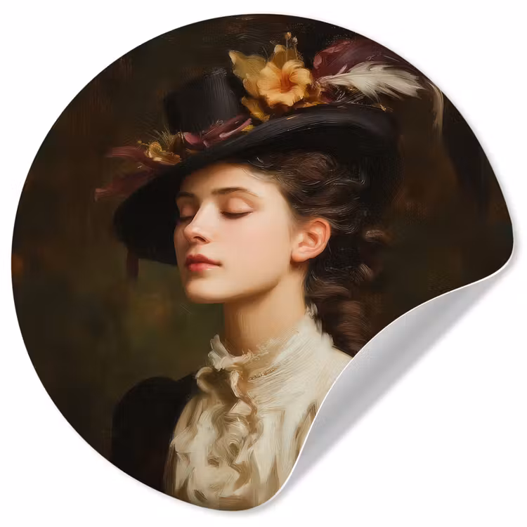 Vrouw - Victoriaans - Portret Wandcirkel behangsticker klein -3d