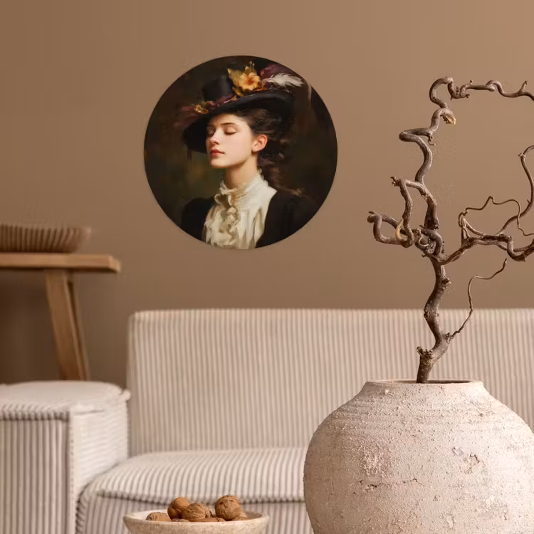 Vrouw - Victoriaans - Portret Wandcirkel behangsticker klein -sfeer1