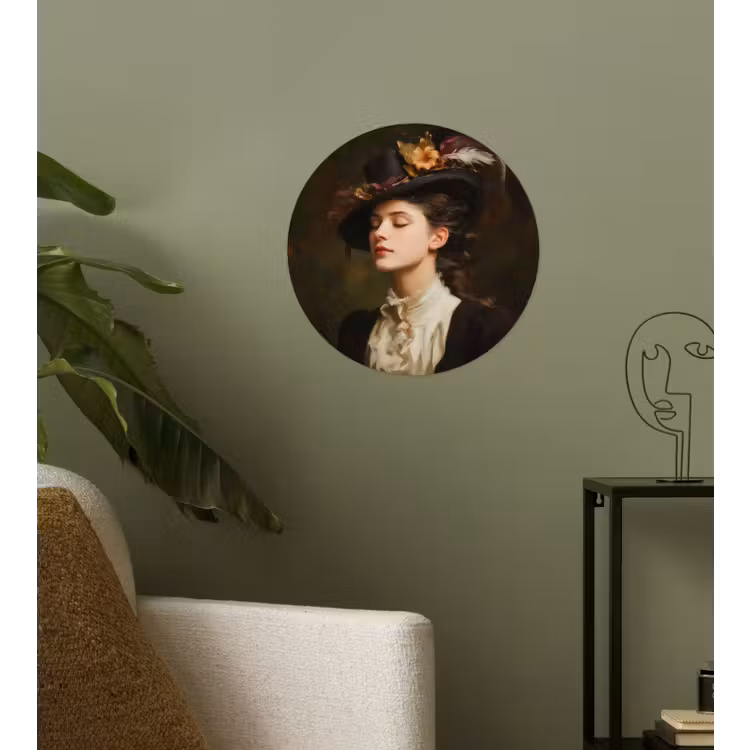 Vrouw - Victoriaans - Portret Wandcirkel behangsticker klein -sfeer2