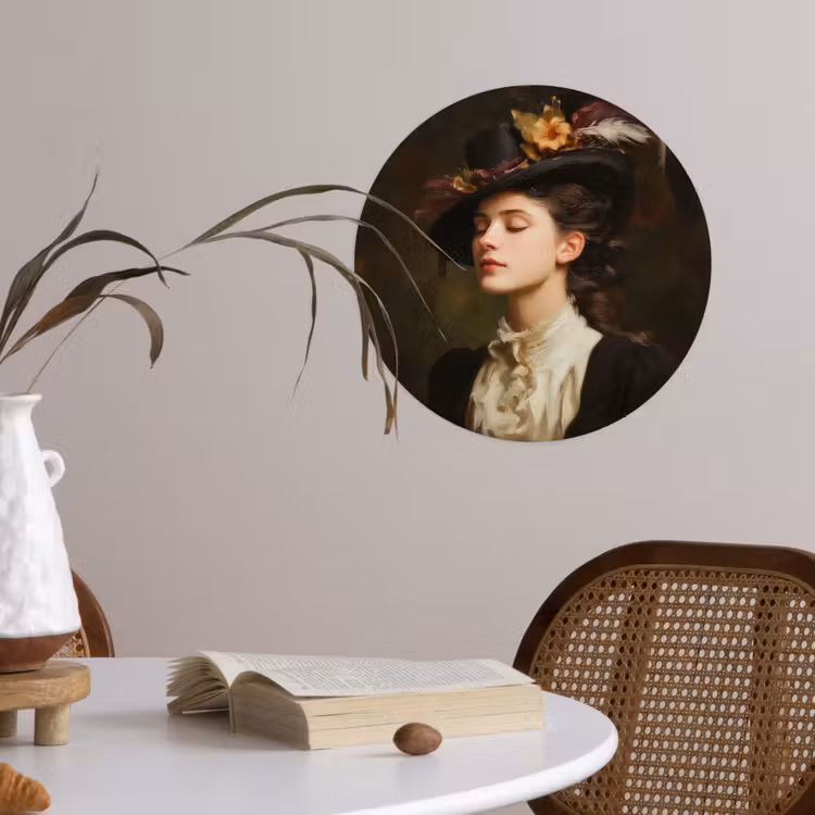Vrouw - Victoriaans - Portret Wandcirkel behangsticker klein -sfeer3