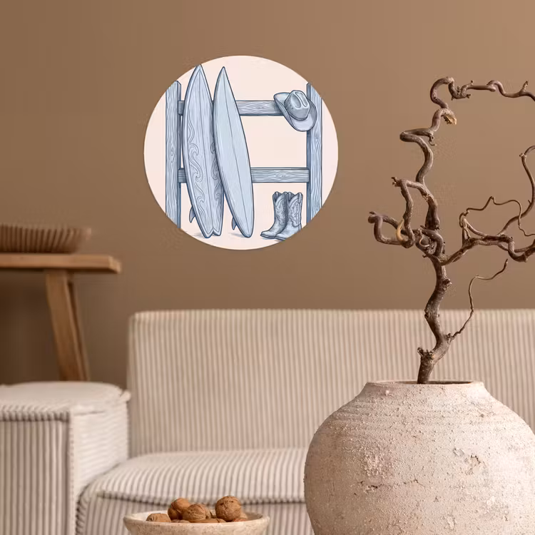 Recreatie - Kleding - Avontuur - Illustratie - Zomer Wandcirkel behangsticker klein -sfeer1