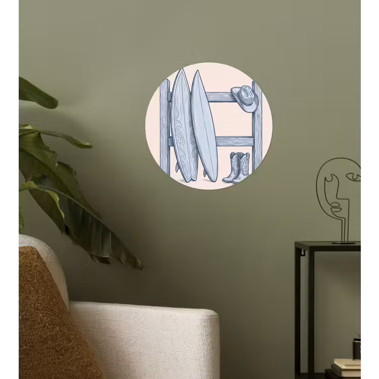 Recreatie - Kleding - Avontuur - Illustratie - Zomer Wandcirkel behangsticker klein -sfeer2