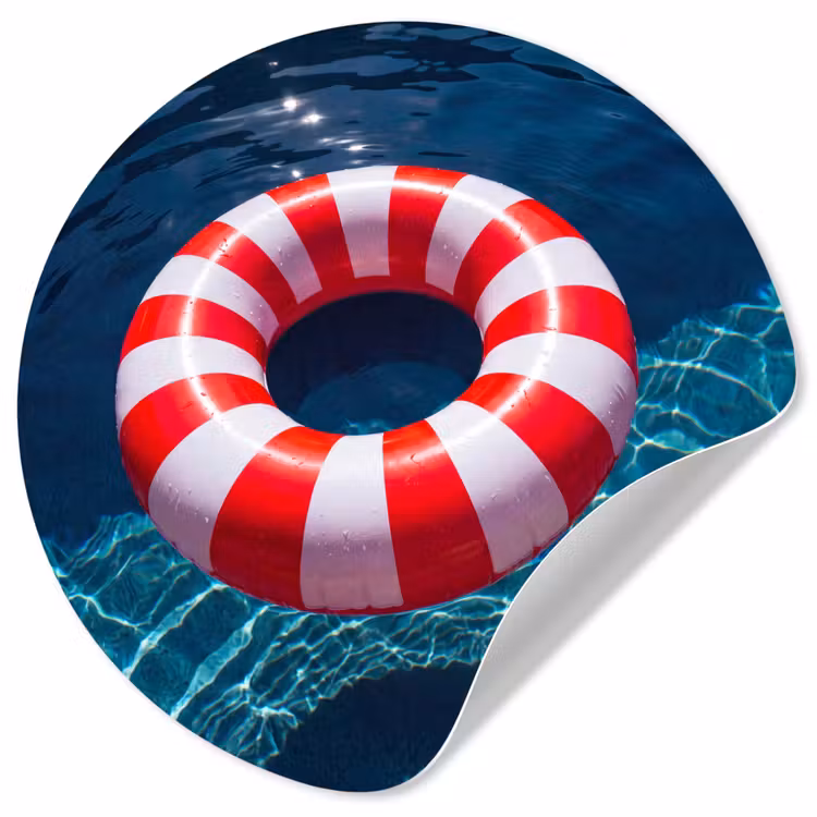Recreatie - Water - Zomer - Rood - Wit Wandcirkel behangsticker klein -3d