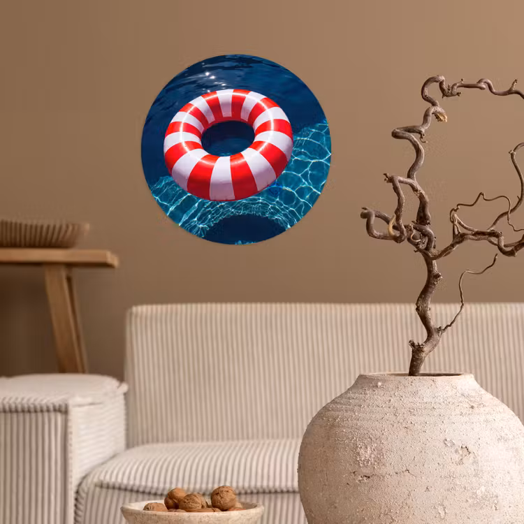 Recreatie - Water - Zomer - Rood - Wit Wandcirkel behangsticker klein -sfeer1