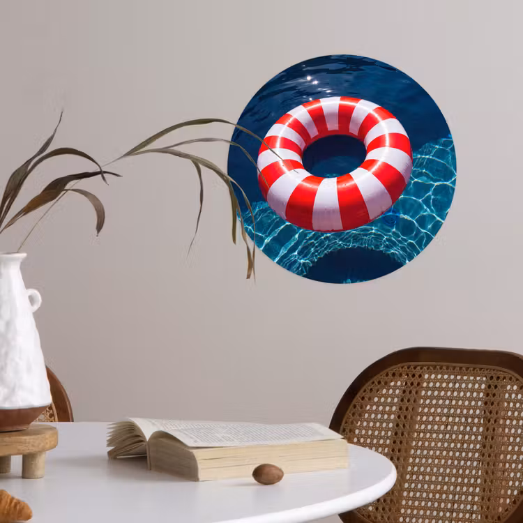 Recreatie - Water - Zomer - Rood - Wit Wandcirkel behangsticker klein -sfeer3